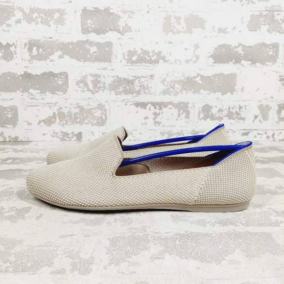 New Rothy's The Flat Cream Knit Round Toe Slip On Loafers C129